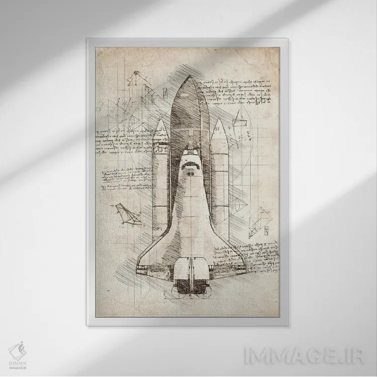 تابلو دکوراتیو شاتل فضایی اثر کورنل ولاد - نمای قابدار سفید