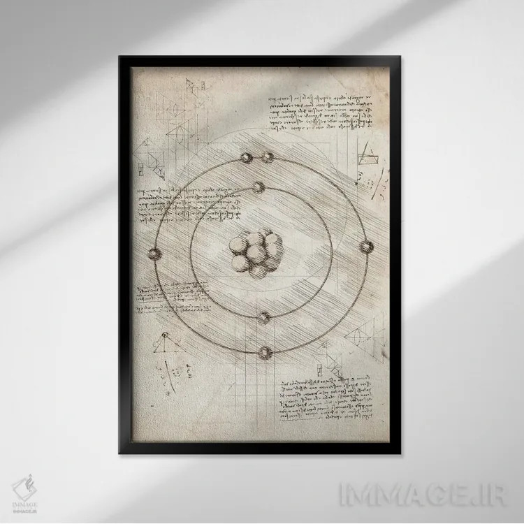 تابلو دکوراتیو ذرات زیراتمی اثر کورنل ولاد - نمای قابدار مشکی