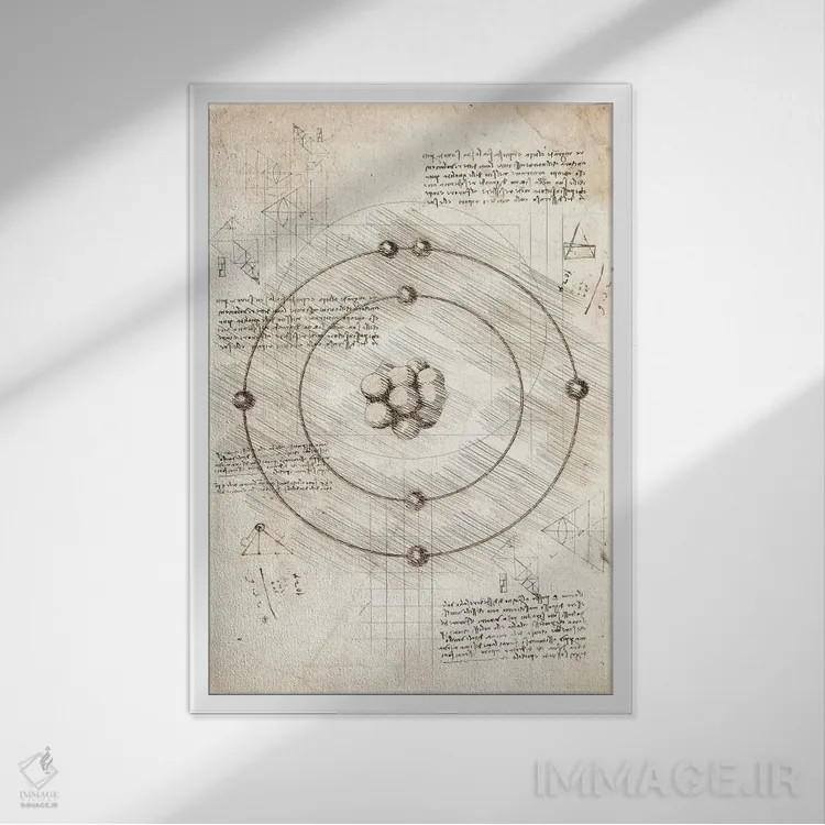 تابلو دکوراتیو ذرات زیراتمی اثر کورنل ولاد - نمای قابدار سفید