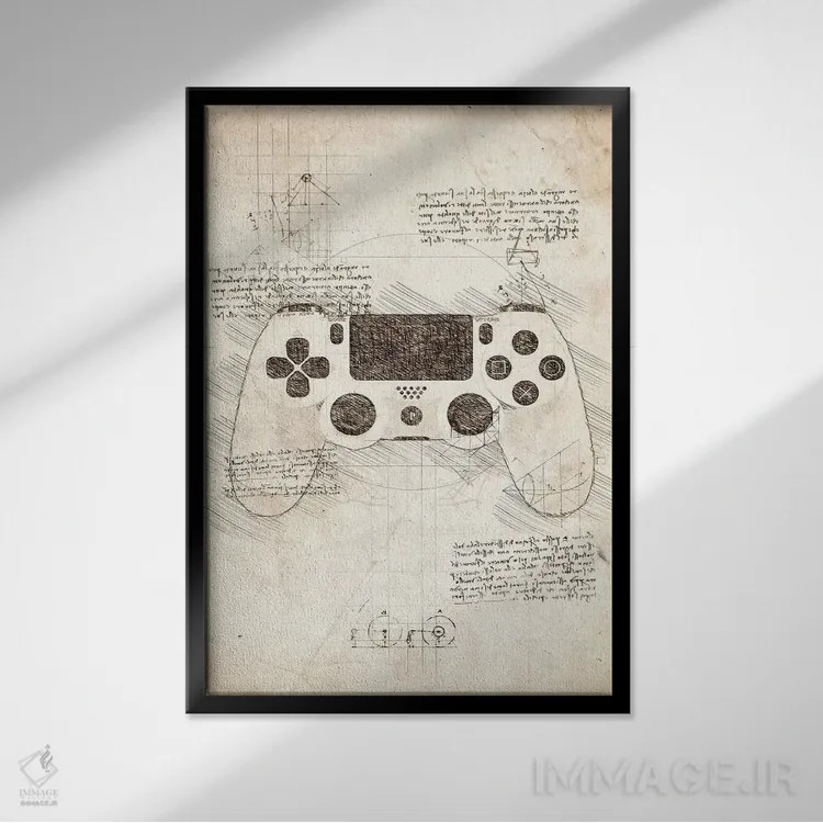 تابلو دکوراتیو دسته بازی پلی استیشن 4 اثر کورنل ولاد - نمای قابدار مشکی