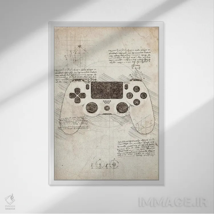 تابلو دکوراتیو دسته بازی پلی استیشن 4 اثر کورنل ولاد - نمای قابدار سفید