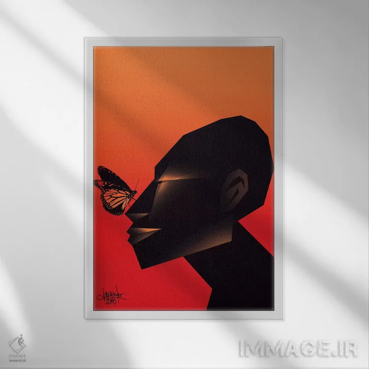 تابلو دکوراتیو خشک I اثر وی کالونتو - نمای قابدار سفید