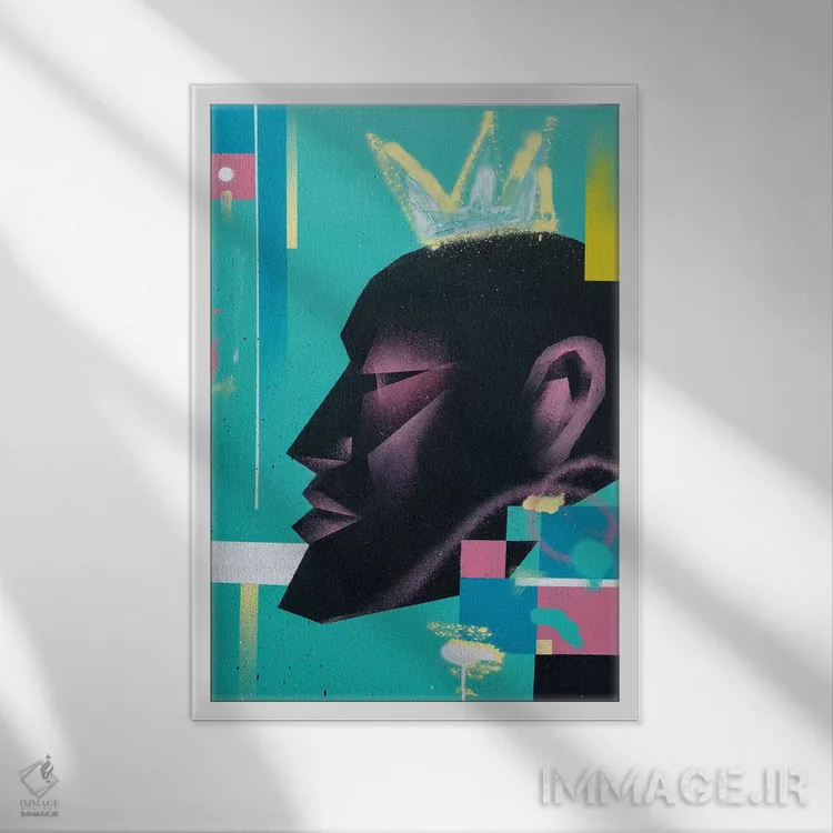 تابلو مدرن پادشاه اثر وی کالونتو - نمای قابدار سفید
