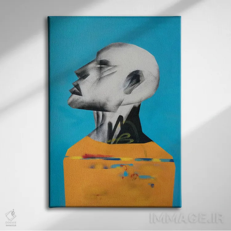 تابلو دکوراتیو پرتره زرد اثر وی کالونتو - نمای روبهرو روی دیوار