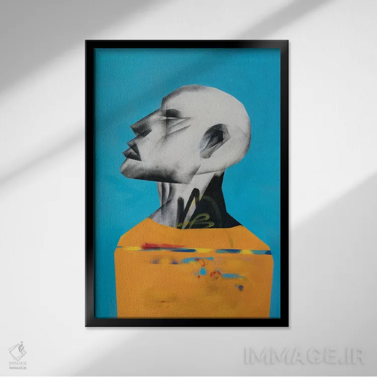 تابلو دکوراتیو پرتره زرد اثر وی کالونتو - نمای قابدار مشکی
