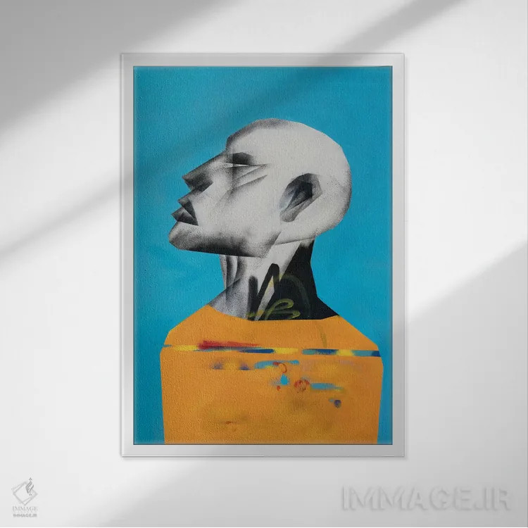 تابلو دکوراتیو پرتره زرد اثر وی کالونتو - نمای قابدار سفید