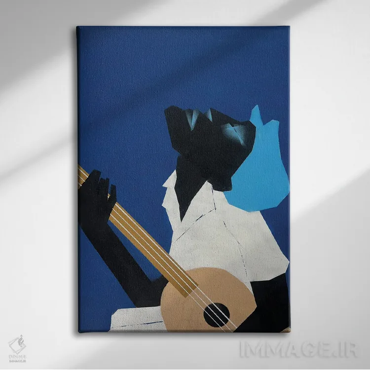 تابلو مدرن گیتاریست تنها اثر وی کالونتو - نمای روبهرو روی دیوار