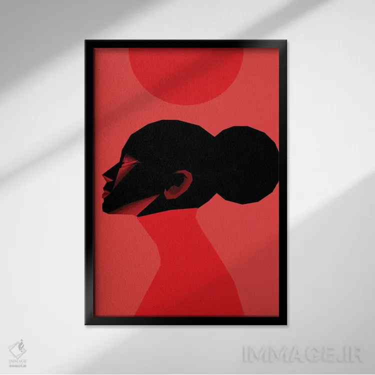تابلو دکوراتیو زن خورشید سرخ اثر وی کالونتو - نمای قابدار مشکی