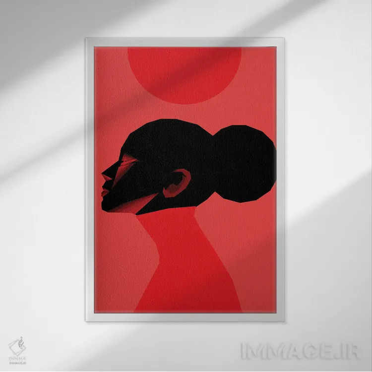 تابلو دکوراتیو زن خورشید سرخ اثر وی کالونتو - نمای قابدار سفید