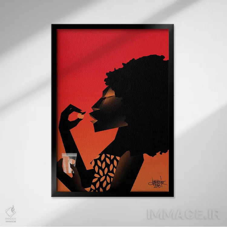 تابلو دکوراتیو خشک V اثر وی کالونتو - نمای قابدار مشکی