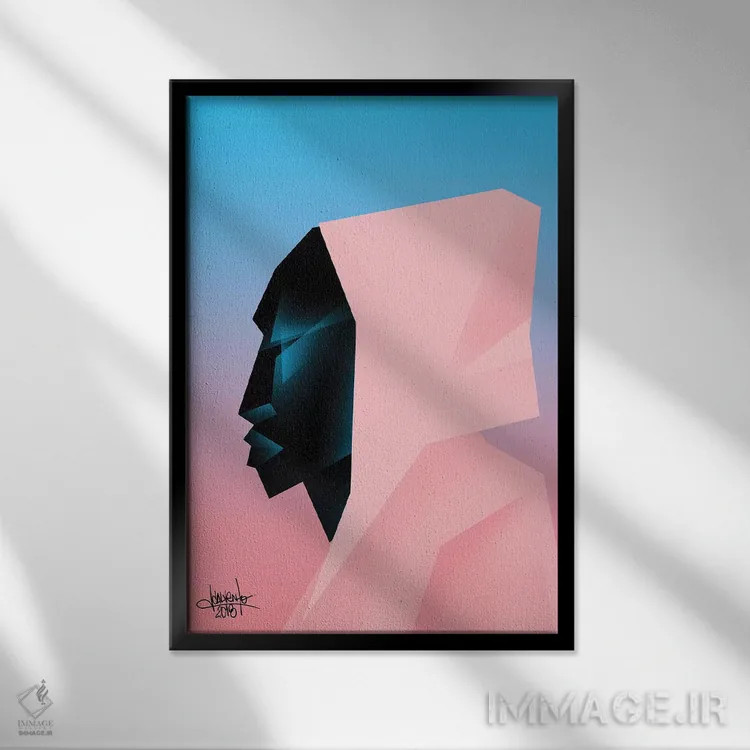 تابلو دکوراتیو فضا همان مکان است II اثر وی کالونتو - نمای قابدار مشکی