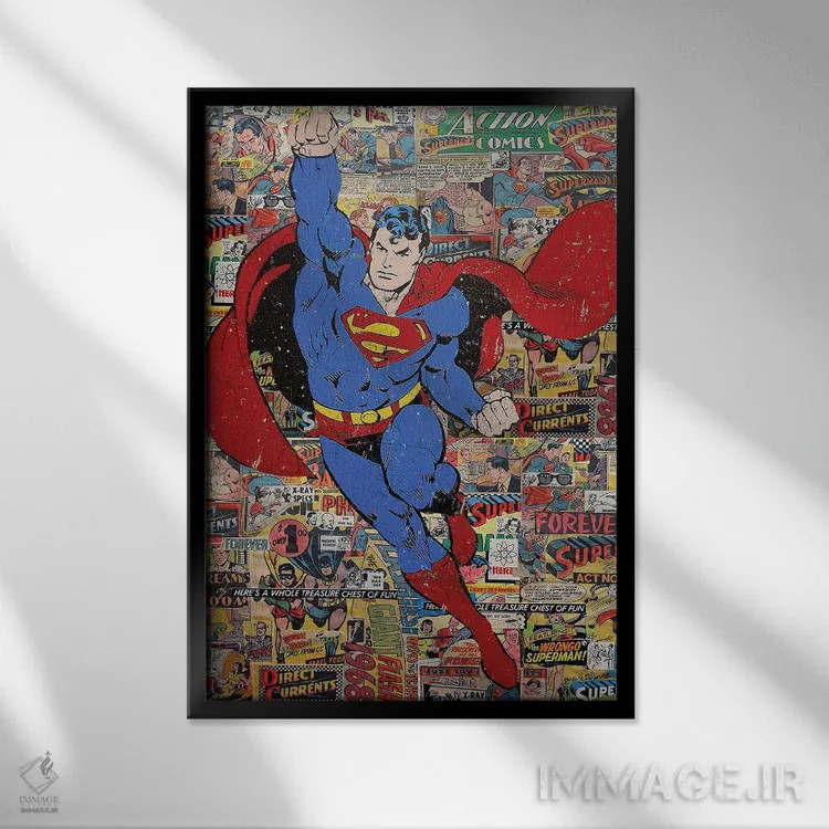 تابلو دکوراتیو سوپرمن اثر کارولین وندلین - نمای قابدار مشکی
