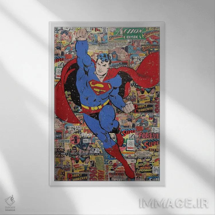 تابلو دکوراتیو سوپرمن اثر کارولین وندلین - نمای قابدار سفید