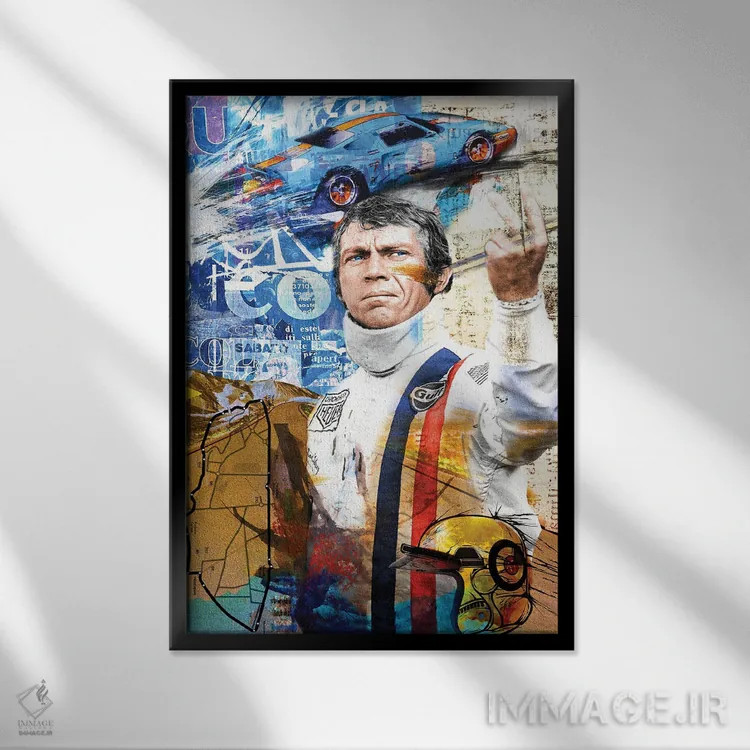 تابلو دکوراتیو استیو مک کویین اثر کارولین وندلین - نمای قابدار مشکی