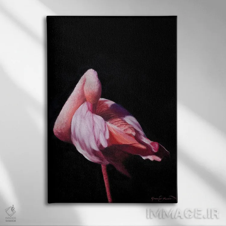 تابلو دکوراتیو فلامینگو IV اثر جیمز کوروین - نمای روبهرو روی دیوار