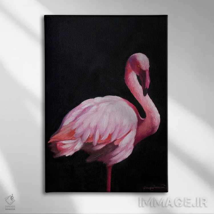 تابلو دکوراتیو فلامینگو II اثر جیمز کوروین - نمای روبهرو روی دیوار