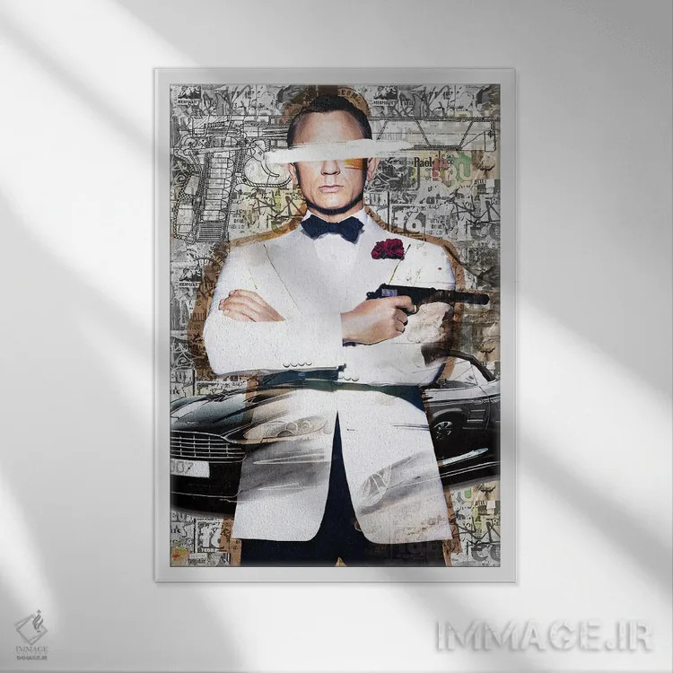 تابلو دکوراتیو ۰۰۷ باند اثر کارولین وندلین - نمای قابدار سفید