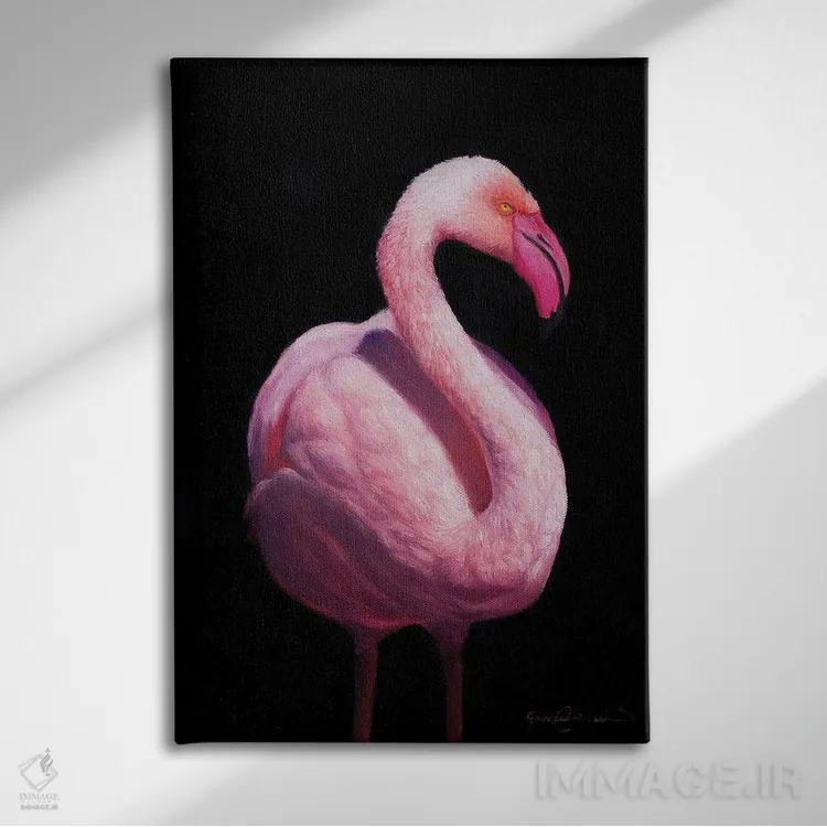 تابلو دکوراتیو فلامینگو V اثر جیمز کوروین - نمای روبهرو روی دیوار