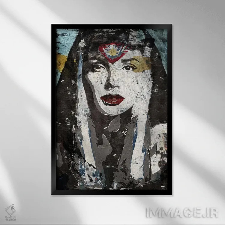 تابلو دکوراتیو واندروومن اثر کارولین وندلین - نمای قابدار مشکی