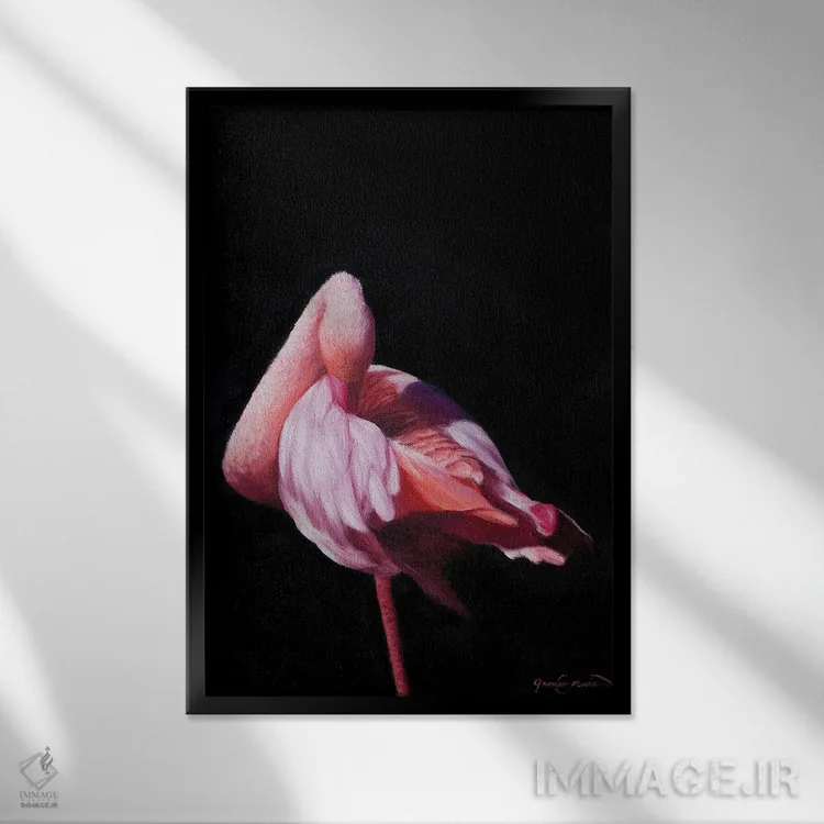 تابلو دکوراتیو فلامینگو IV اثر جیمز کوروین - نمای قابدار مشکی
