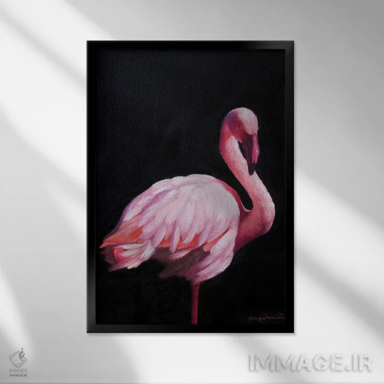 تابلو دکوراتیو فلامینگو II اثر جیمز کوروین - نمای قابدار مشکی