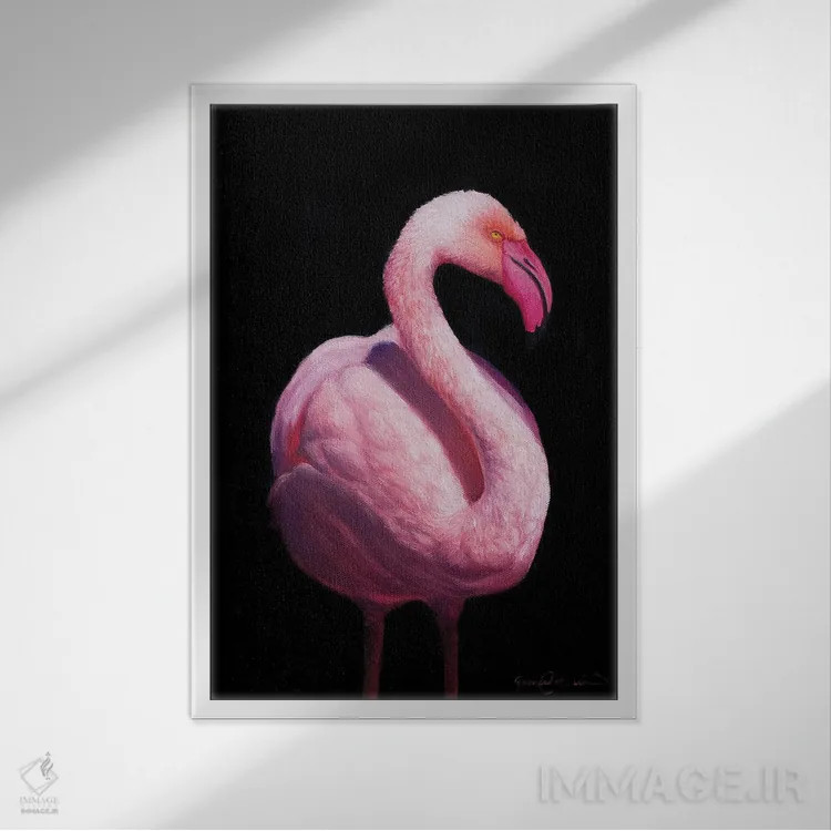 تابلو دکوراتیو فلامینگو V اثر جیمز کوروین - نمای قابدار سفید