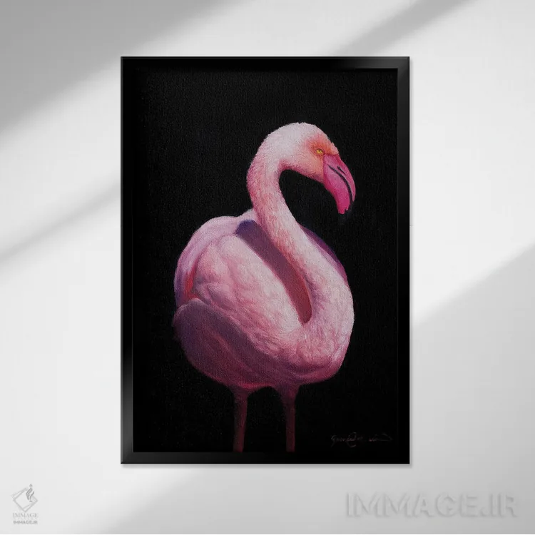 تابلو دکوراتیو فلامینگو V اثر جیمز کوروین - نمای قابدار مشکی