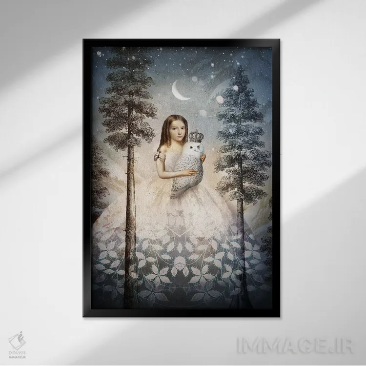 تابلو دکوراتیو دختر بر سوزن ها اثر کاترین ولز-استاین - نمای قابدار مشکی