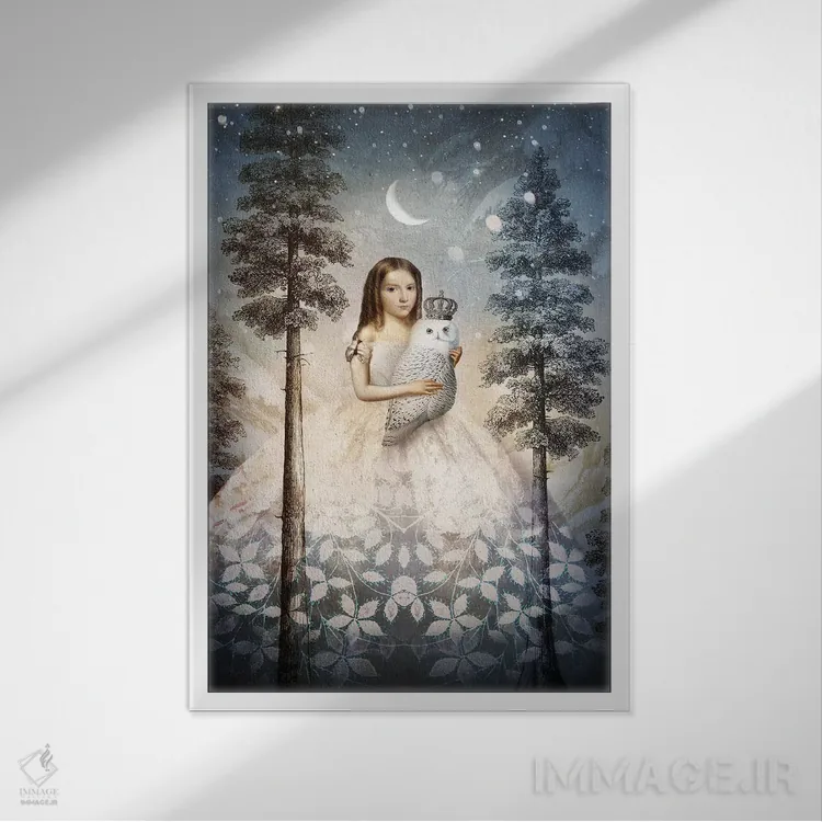 تابلو دکوراتیو دختر بر سوزن ها اثر کاترین ولز-استاین - نمای قابدار سفید