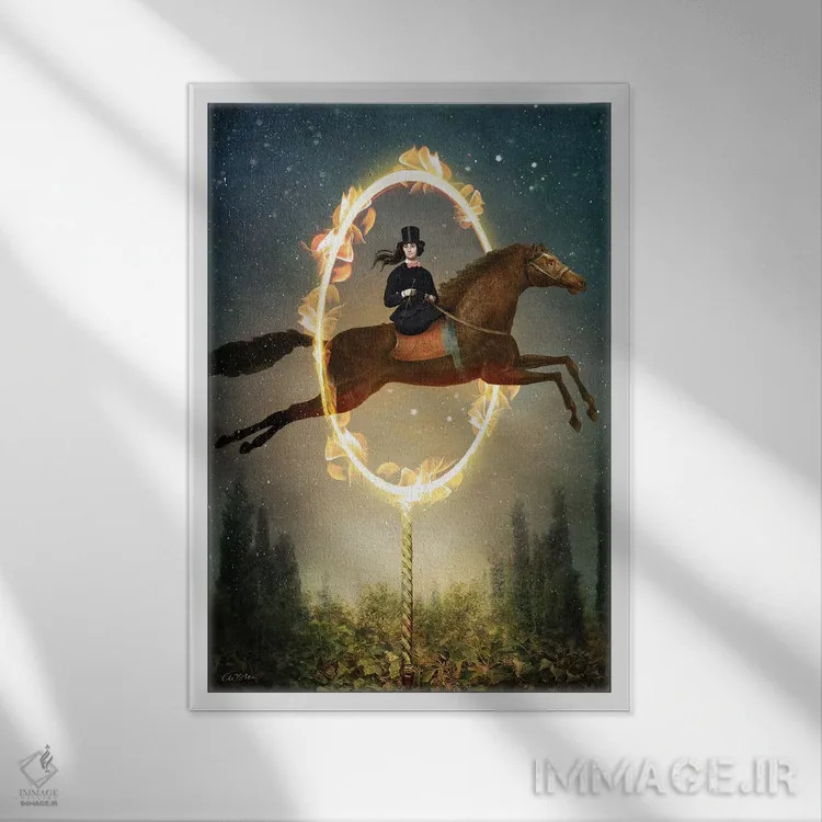 تابلو دکوراتیو شوالیه چوبدست ها اثر کاترین ولز-استاین - نمای قابدار سفید