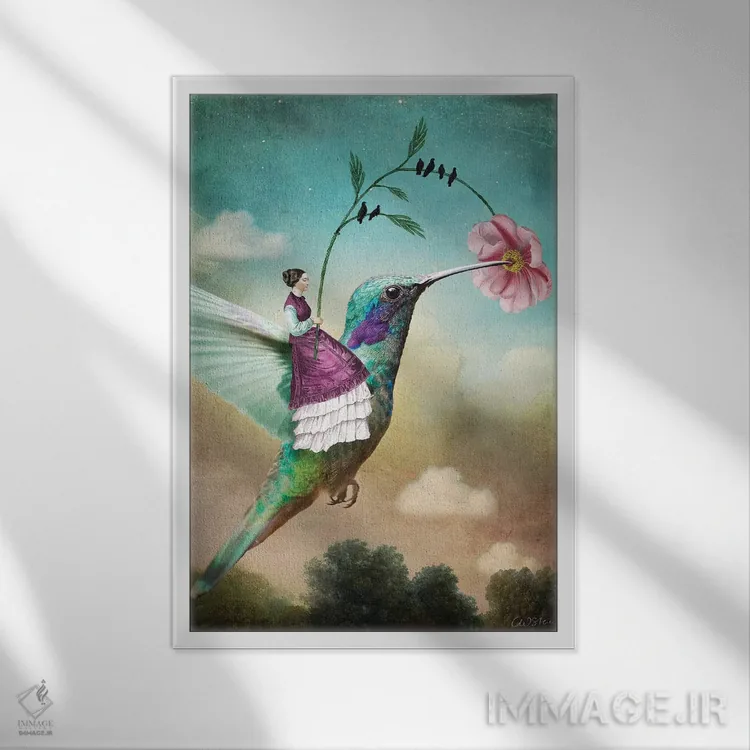 تابلو دکوراتیو از چوبدست ها اثر کاترین ولز-استاین - نمای قابدار سفید