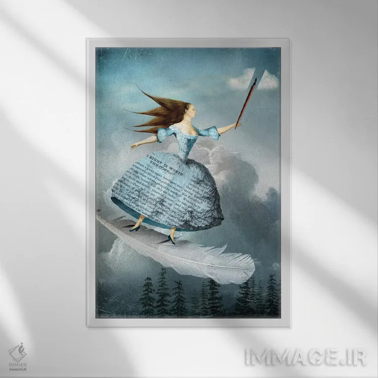 تابلو دکوراتیو شوالیه شمشیرها اثر کاترین ولز-استاین - نمای قابدار سفید