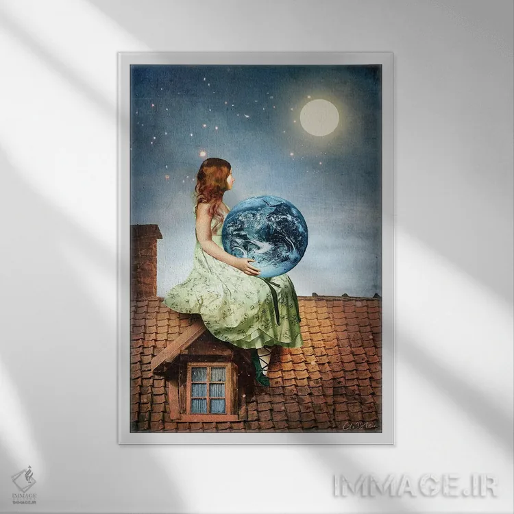 تابلو دکوراتیو از چوبدست ها II اثر کاترین ولز-استاین - نمای قابدار سفید