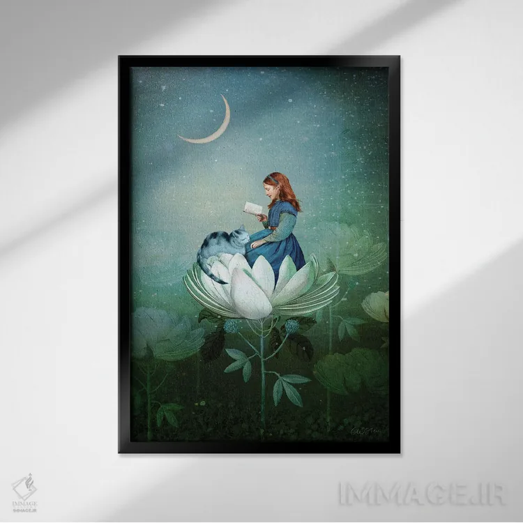 تابلو دکوراتیو داستان های آبی اثر کاترین ولز-استاین - نمای قابدار مشکی