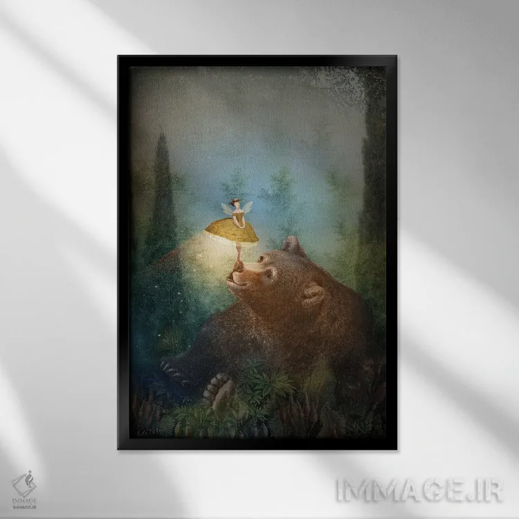 تابلو دکوراتیو جنگل افسانه ای اثر کاترین ولز-استاین - نمای قابدار مشکی