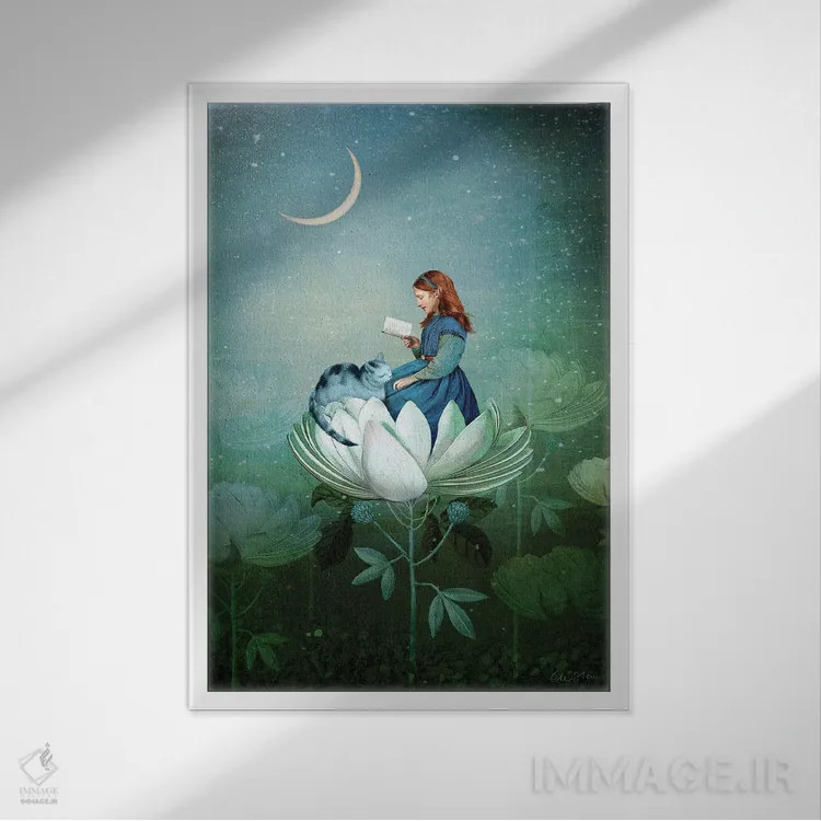 تابلو دکوراتیو داستان های آبی اثر کاترین ولز-استاین - نمای قابدار سفید