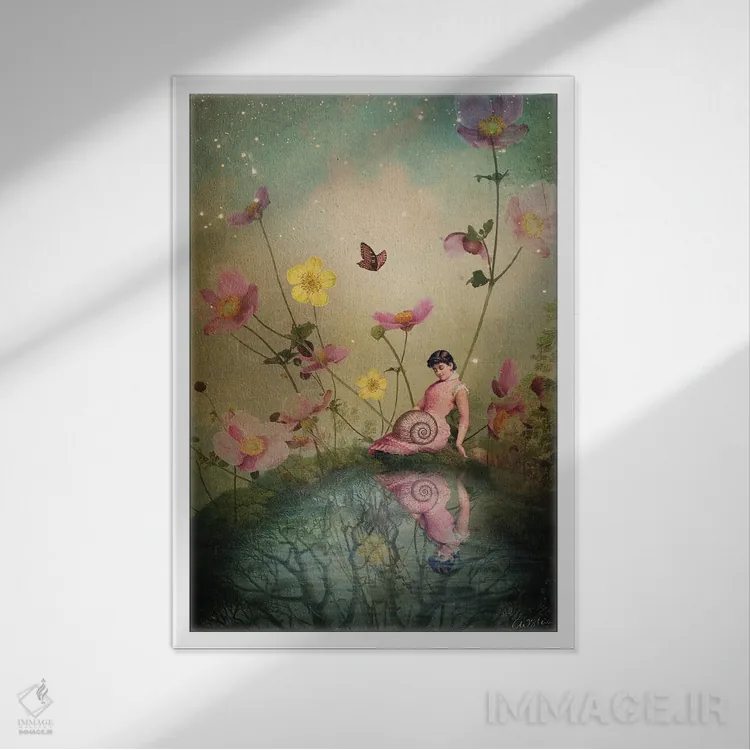 تابلو دکوراتیو کنار برکه اثر کاترین ولز-استاین - نمای قابدار سفید