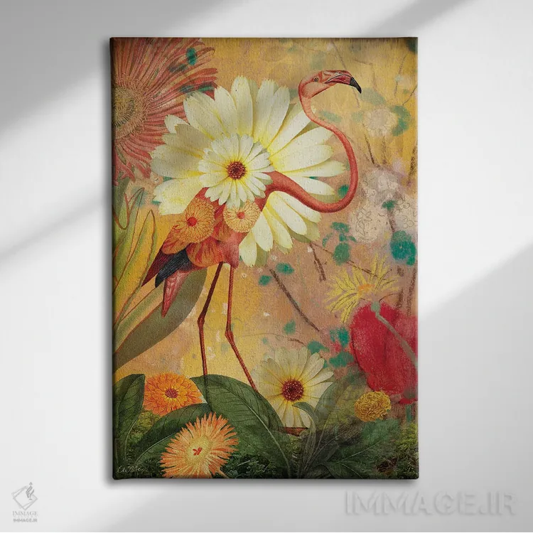 تابلو دکوراتیو فلامینگو اثر کاترین ولز-استاین - نمای روبهرو روی دیوار