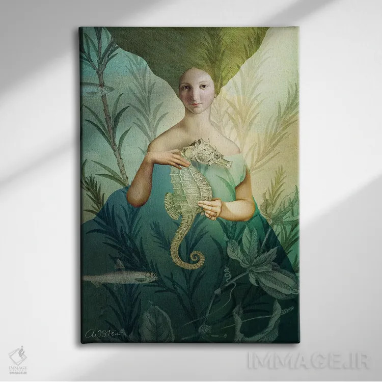 تابلو دکوراتیو پری دریایی اثر کاترین ولز-استاین - نمای روبهرو روی دیوار