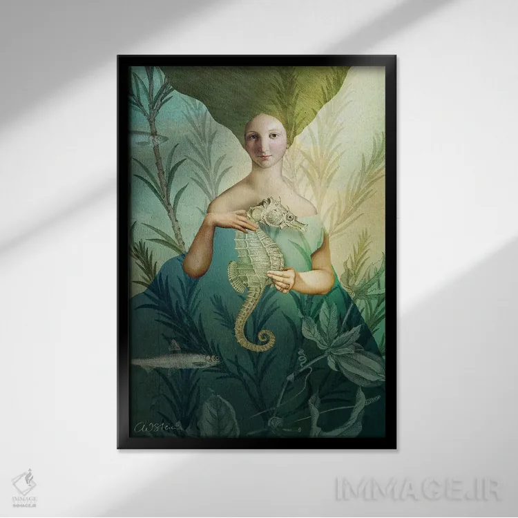 تابلو دکوراتیو پری دریایی اثر کاترین ولز-استاین - نمای قابدار مشکی