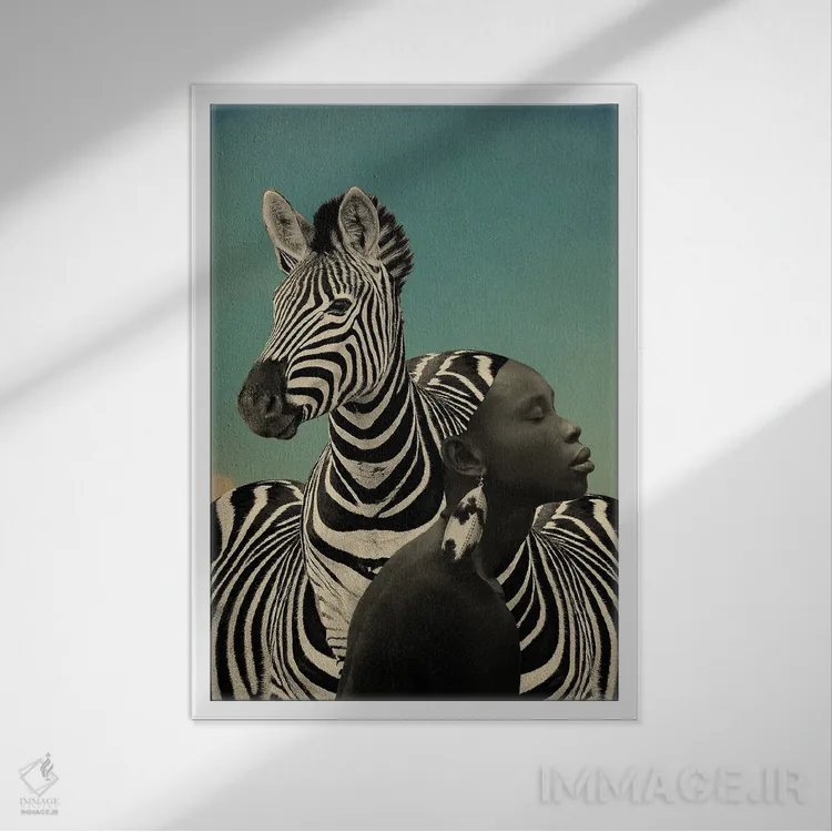 تابلو دکوراتیو گورخر اثر کاترین ولز-استاین - نمای قابدار سفید