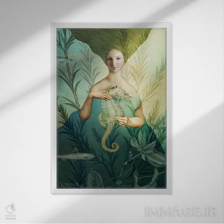 تابلو دکوراتیو پری دریایی اثر کاترین ولز-استاین - نمای قابدار سفید