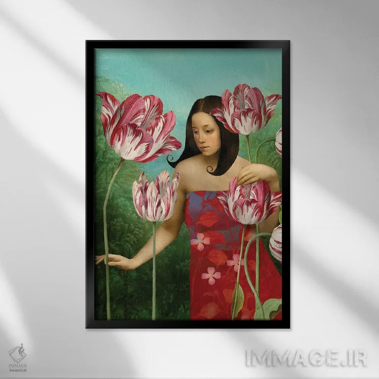 تابلو دکوراتیو لاله ها اثر کاترین ولز-استاین - نمای قابدار مشکی