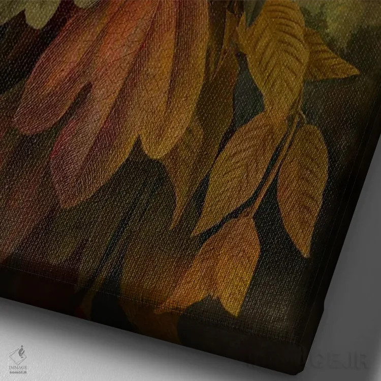 تابلو دکوراتیو برگ های پاییزی اثر کاترین ولز-استاین - نمای نزدیک بافت بوم