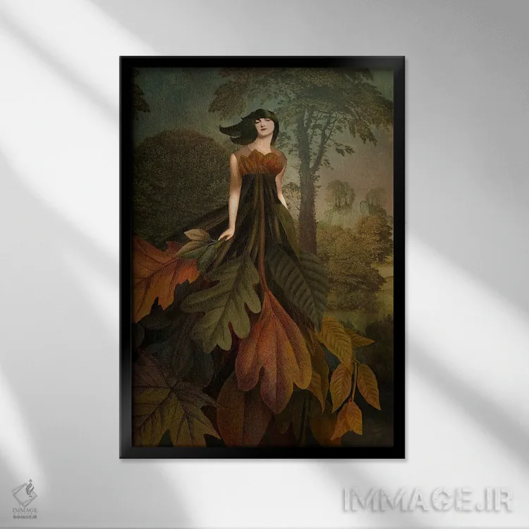 تابلو دکوراتیو برگ های پاییزی اثر کاترین ولز-استاین - نمای قابدار مشکی