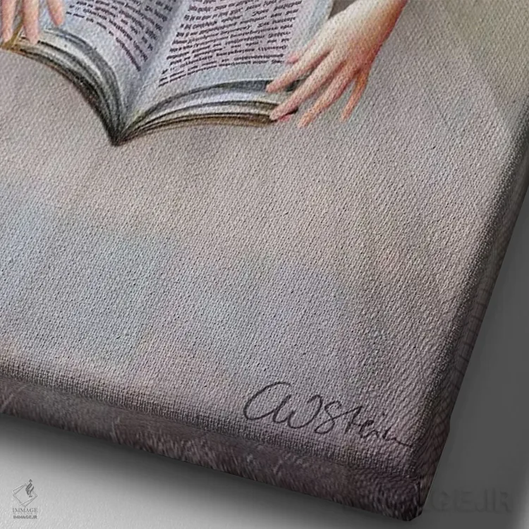 تابلو دکوراتیو کتاب قصه اثر کاترین ولز-استاین - نمای نزدیک بافت بوم