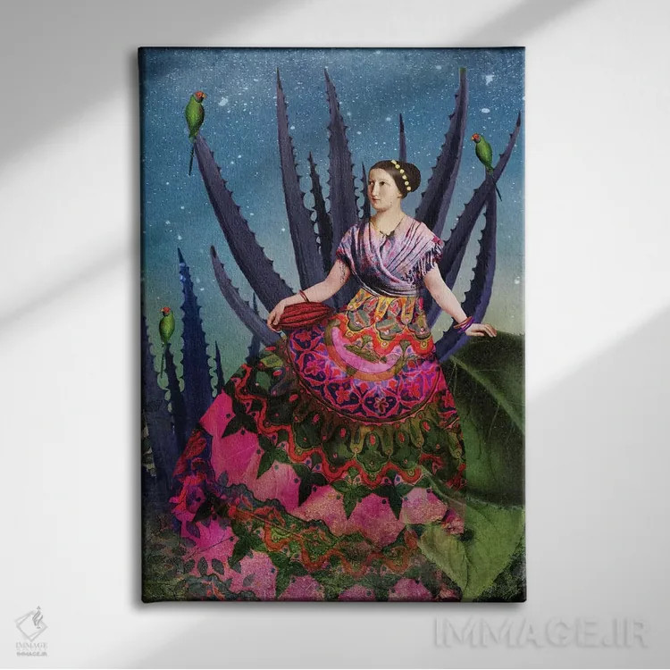 تابلو دکوراتیو آگاو آبی و کاکائو اثر کاترین ولز-استاین - نمای روبهرو روی دیوار