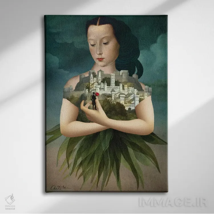 تابلو دکوراتیو شوالیه گل سرخ اثر کاترین ولز-استاین - نمای روبهرو روی دیوار