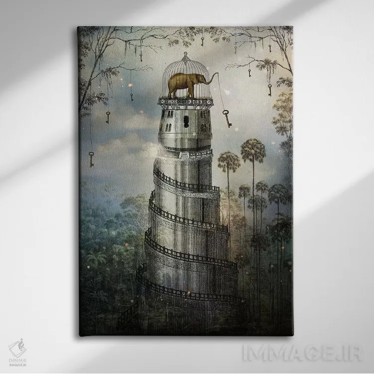 تابلو دکوراتیو جایی که کلیدها بر درختان آویزان اند اثر کاترین ولز-استاین - نمای روبهرو روی دیوار