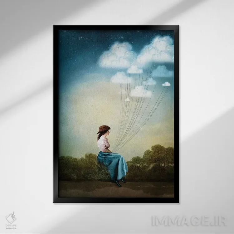 تابلو دکوراتیو افکار آبی اثر کاترین ولز-استاین - نمای قابدار مشکی